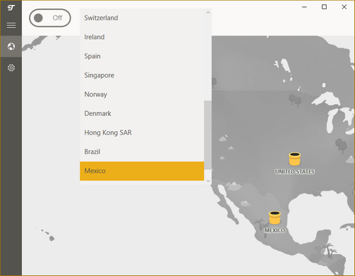 TunnelBear - Lista de servidores VPN