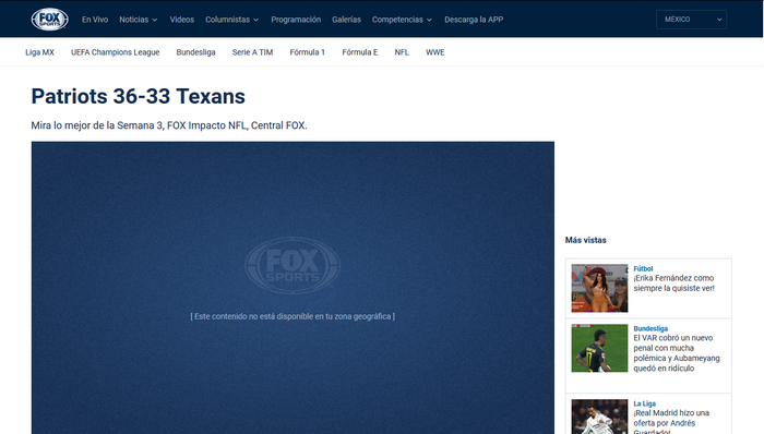 Fox Sports (México) - Antes (Sin VPN)