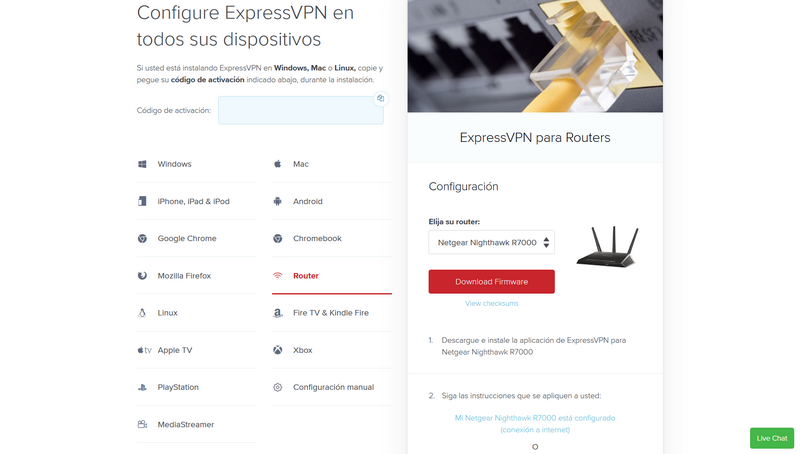 Instalar ExpressVPN Router Aplicación