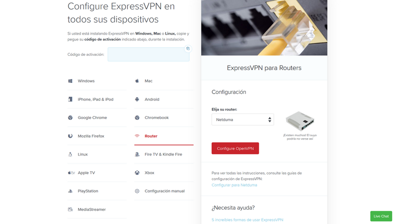 Instalar ExpressVPN Router Original