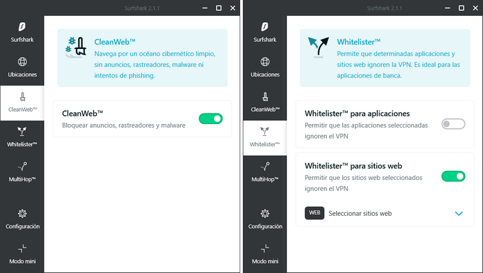 Surfshark - CleanWeb & Whitelister
