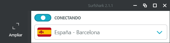 Surfshark - Interfaz