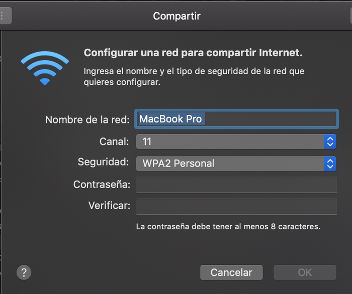 Opciones de Wi-Fi