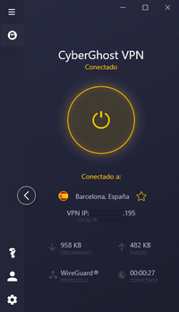 CyberGhost - Interfaz Mini, VPN activado