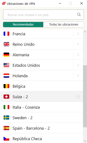 Países disponibles