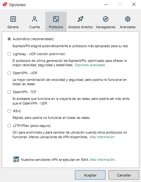 ExpressVPN - Protocolos