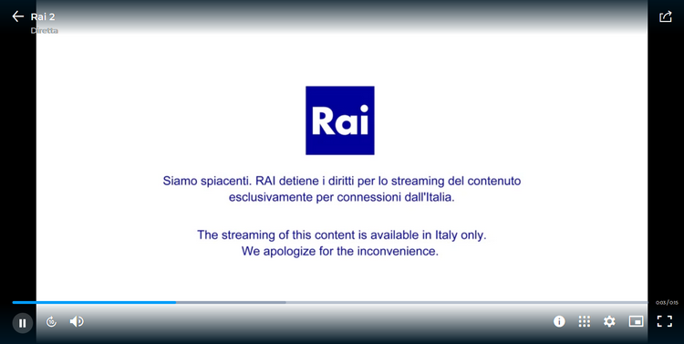 RAI fuera de Italia, sin VPN