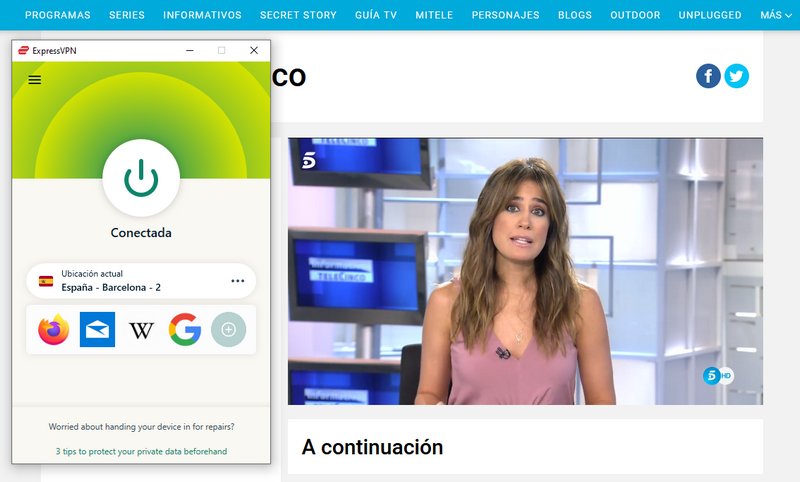 Telecinco desde el extranjero, con ExpressVPN