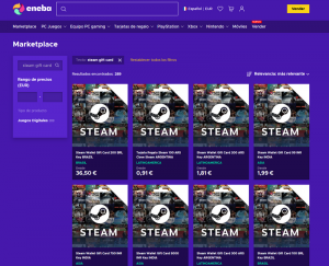 Tarjetas de regalo Steam