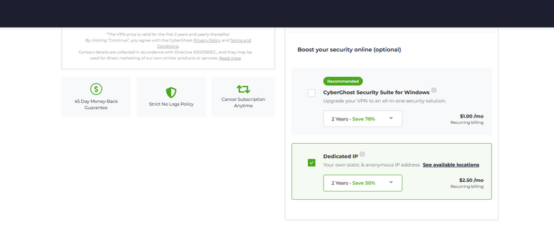 CyberGhost - Dedicated IP Address