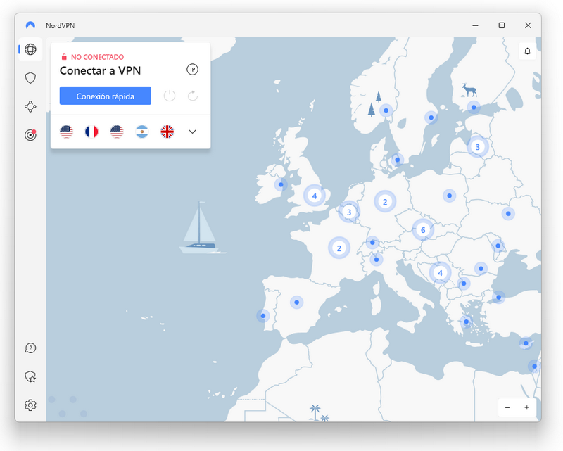NordVPN - Interfaz