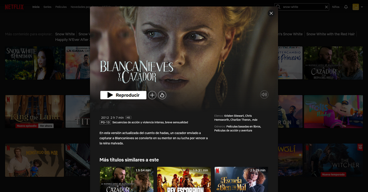 Blancanieves y el Cazador en Netflix