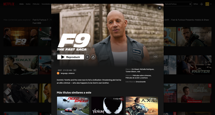 Fast & Furious 9 en Netflix