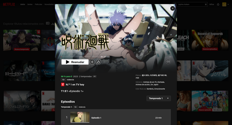 Jujutsu  Kaisen en Netflix