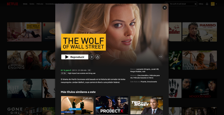 The Wolf of Wall Street en Netflix Australia