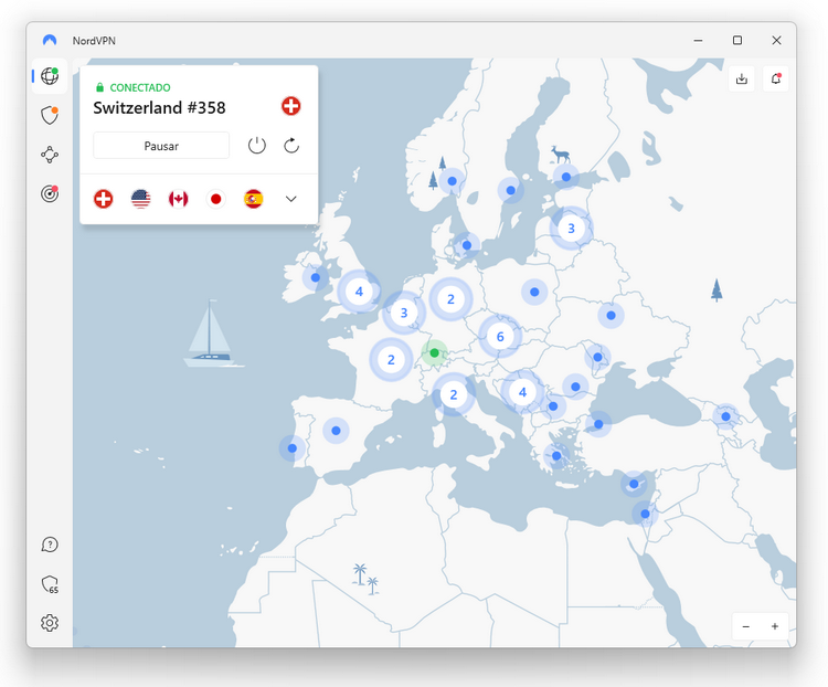 NordVPN - Interfaz