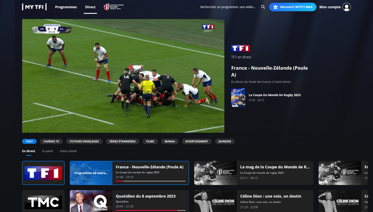 Mundial de Rugby en TF1 con una VPN