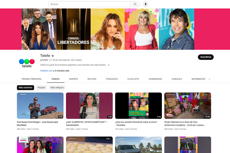 Canal YouTube de Telefe