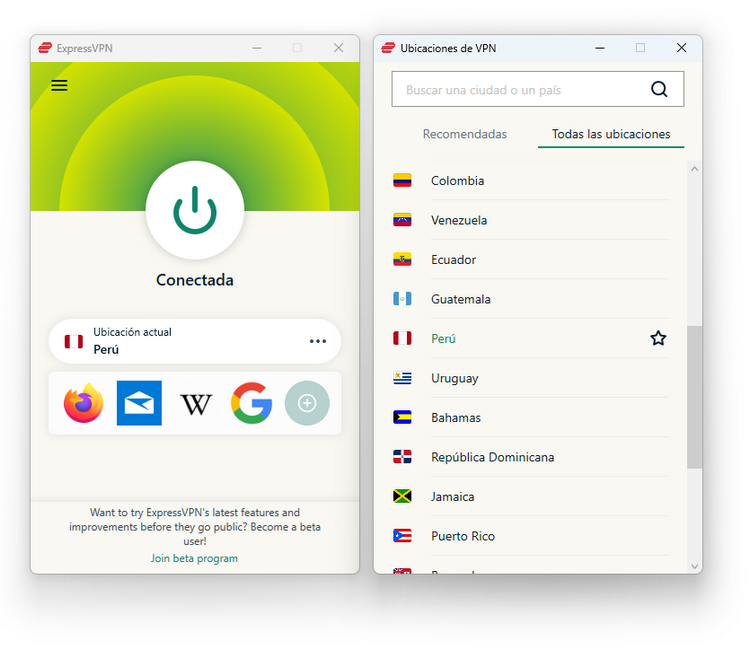 ExpressVPN - Interfaz