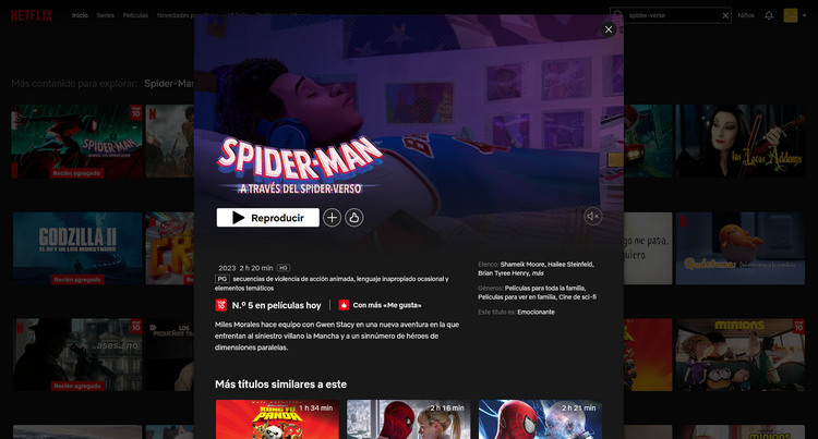 Spider-Man: Across the Spider-Verse en Netflix