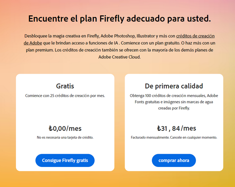 Adobe Firefly - Precios con una VPN