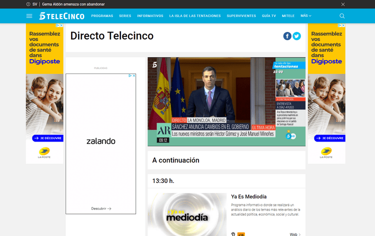 Telecinco fuera de España con una VPN