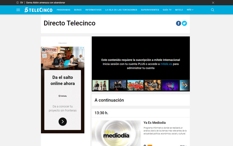 Telecinco desde el extranjero